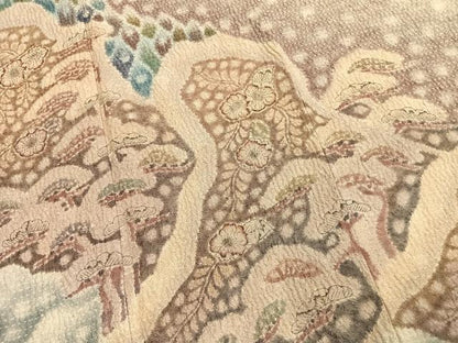 平和屋着物●樋熊哲也　訪問着　辻が花　絞り　手描き　銀通し地　正絹　逸品　AABM8480fy