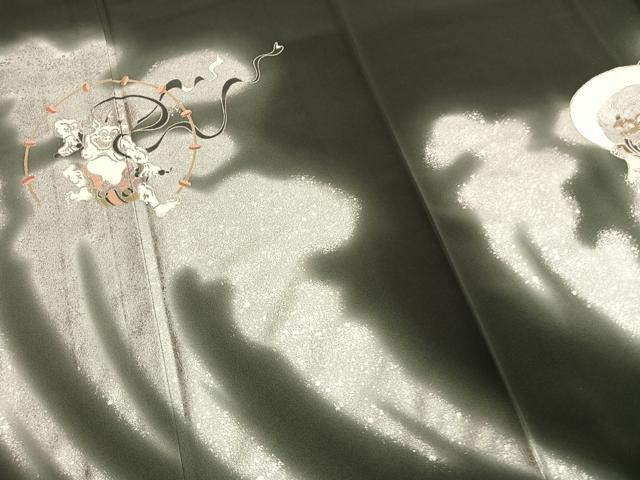 平和屋着物●松尾光琳　訪問着　風神雷神　暈し染め　銀彩　正絹　逸品　AABM8484fy