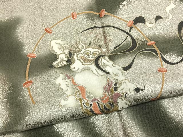 平和屋着物●松尾光琳　訪問着　風神雷神　暈し染め　銀彩　正絹　逸品　AABM8484fy