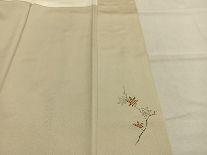 平和屋着物●訪問着　駒刺繍　草花文　正絹　逸品　AABM8485fy