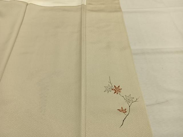 平和屋着物●訪問着　駒刺繍　草花文　正絹　逸品　AABM8485fy