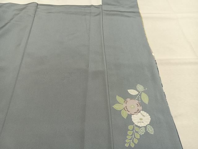 平和屋着物●訪問着　絞り　駒刺繍　草花文　暈し染め　金銀彩　正絹　逸品　AABM8496fy