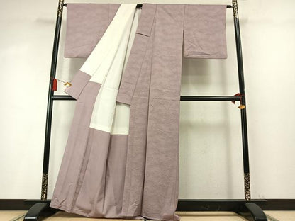 平和屋着物●上質な色無地　霞地紋　鴇浅葱色　正絹　逸品　AABM8498fy