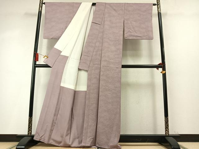 平和屋着物●上質な色無地　霞地紋　鴇浅葱色　正絹　逸品　AABM8498fy
