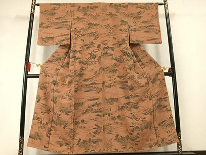 平和屋着物●上質な小紋　人物風景文　正絹　逸品　未使用　AABM8501fy