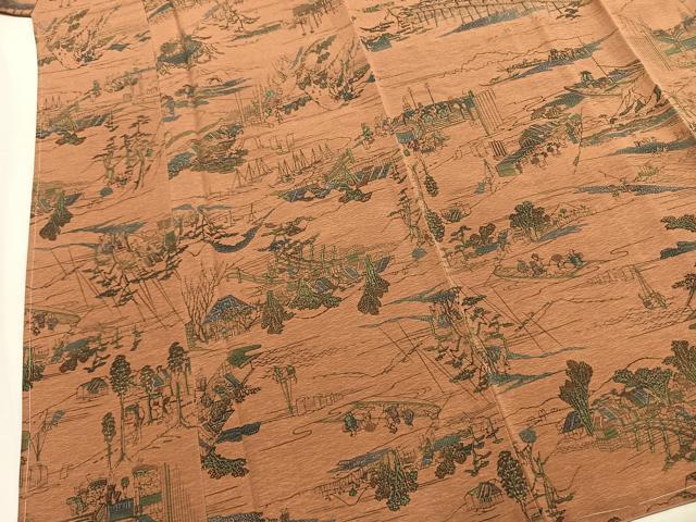 平和屋着物●上質な小紋　人物風景文　正絹　逸品　未使用　AABM8501fy
