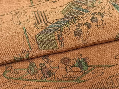 平和屋着物●上質な小紋　人物風景文　正絹　逸品　未使用　AABM8501fy