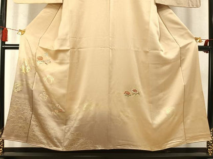平和屋着物●訪問着　刺繍　草花文　暈し染め　金糸　金彩　正絹　逸品　未使用　AABM8508fy