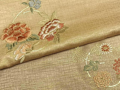 平和屋着物●訪問着　刺繍　草花文　暈し染め　金糸　金彩　正絹　逸品　未使用　AABM8508fy