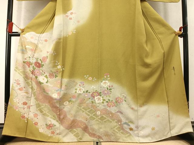 平和屋着物●京友禅の第一人者　松井青々　訪問着　松竹梅　道長花文　暈し染め　金銀彩　正絹　逸品　未使用　AABM8510fy