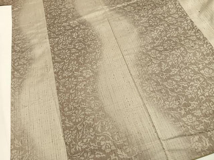 平和屋着物●上質な紬　花唐草文　背抜き仕立て　ロング丈　正絹　逸品　AABM8515fy