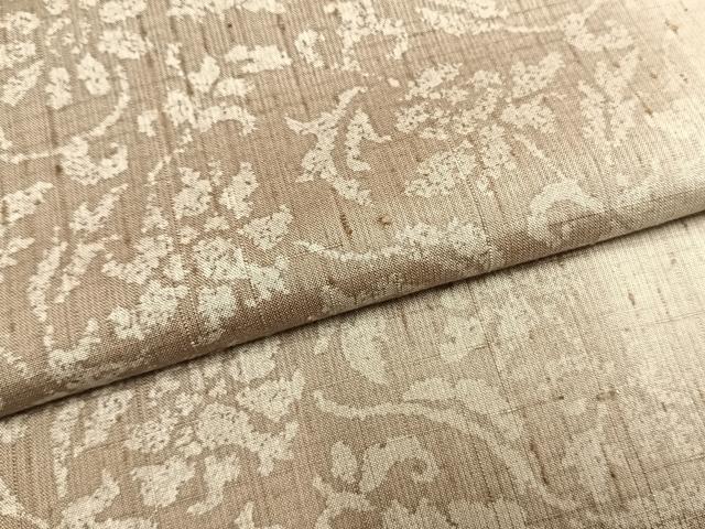平和屋着物●上質な紬　花唐草文　背抜き仕立て　ロング丈　正絹　逸品　AABM8515fy