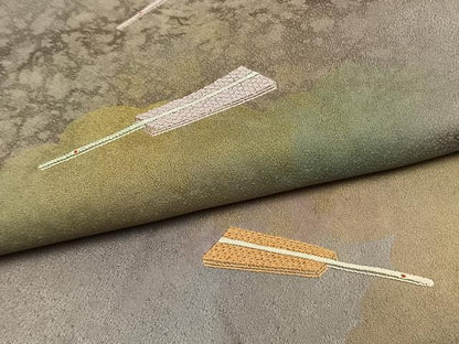 平和屋着物●人間国宝　福田喜三郎　訪問着　刺繍　雲取り扇面文　暈し染め　金彩　正絹　逸品　AABM8516fy