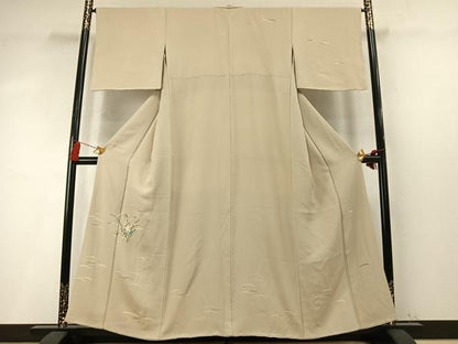 平和屋着物●本加賀友禅作家　柿本市郎　訪問着　露芝草花文　正絹　逸品　AABM8517fy