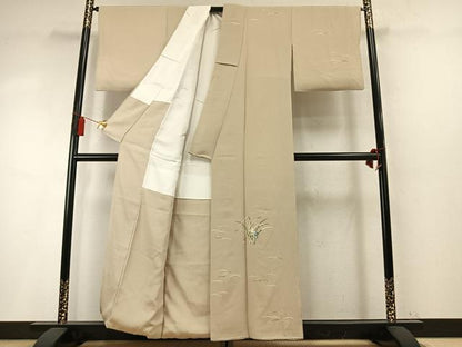 平和屋着物●本加賀友禅作家　柿本市郎　訪問着　露芝草花文　正絹　逸品　AABM8517fy