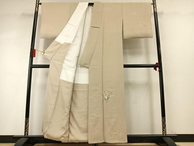 平和屋着物●本加賀友禅作家　柿本市郎　訪問着　露芝草花文　正絹　逸品　AABM8517fy