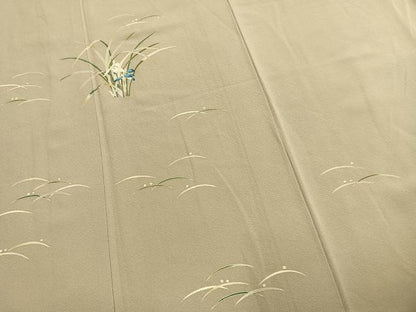 平和屋着物●本加賀友禅作家　柿本市郎　訪問着　露芝草花文　正絹　逸品　AABM8517fy