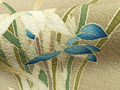 平和屋着物●本加賀友禅作家　柿本市郎　訪問着　露芝草花文　正絹　逸品　AABM8517fy