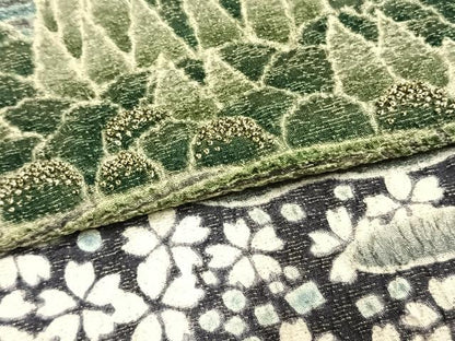 平和屋着物●中国三大刺繍 相良刺繍 訪問着 舞桜樹林文 おぼろ染め 重ね絞り 暈し染め 金通し地 やまと誂製 ロング丈 正絹 逸品 AABM8518fy