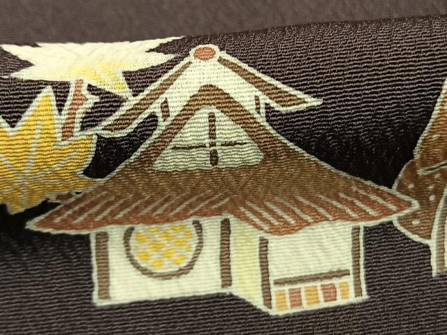 平和屋着物●名門・上野家　上野街子　清染居　訪問着　風景花文　正絹　逸品　AABM8519fy