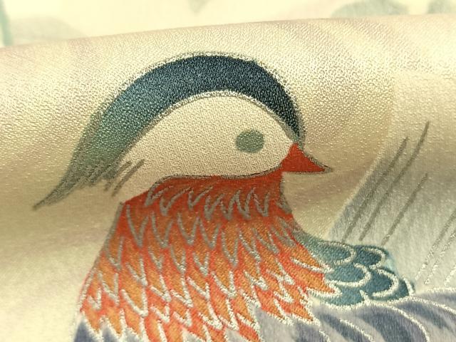 平和屋着物●豪華振袖　鴛鴦花文　暈し染め　銀彩　正絹　逸品　AABM8524fy