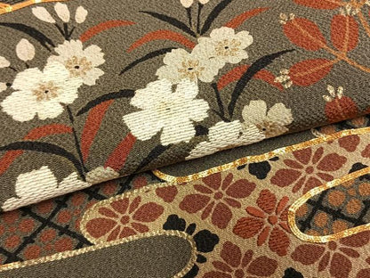 平和屋着物●ファッションデザイナー 花井幸子　訪問着　駒刺繍　霞取り花文　金彩　鬼しぼ縮緬　正絹　逸品　AABM8528fy