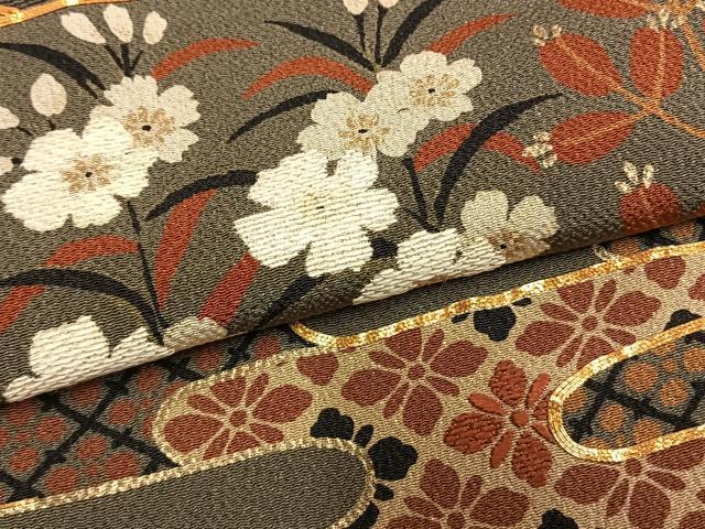 平和屋着物●ファッションデザイナー 花井幸子　訪問着　駒刺繍　霞取り花文　金彩　鬼しぼ縮緬　正絹　逸品　AABM8528fy