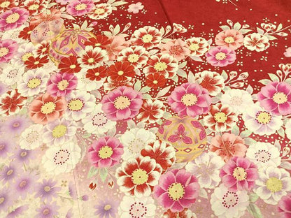 平和屋着物●豪華振袖　駒刺繍　草花鞠文　暈し染め　金糸　金彩　銀通し地　正絹　逸品　AABM8529fy