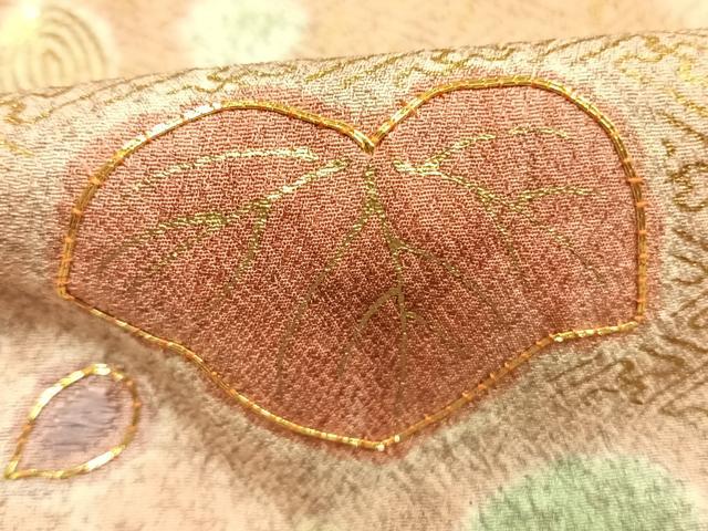 平和屋着物●京友禅の第一人者　松井青々　訪問着　駒刺繍　道長草葉文　金彩　正絹　逸品　AABM8533fy