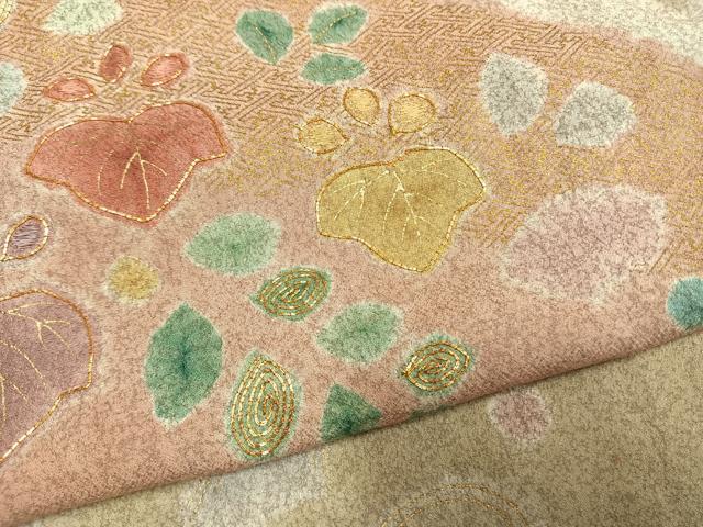 平和屋着物●京友禅の第一人者　松井青々　訪問着　駒刺繍　道長草葉文　金彩　正絹　逸品　AABM8533fy
