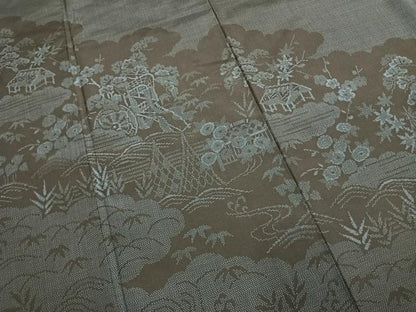 平和屋着物●訪問着　本場大島紬　9マルキ　松竹梅　御所車文　正絹　逸品　AABM8537fy