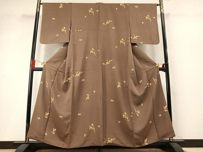 平和屋着物●上質な小紋　枝花文　正絹　逸品　AABM8538fy