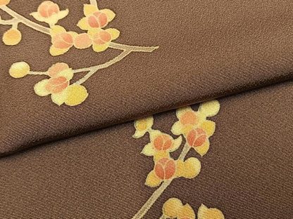 平和屋着物●上質な小紋　枝花文　正絹　逸品　AABM8538fy