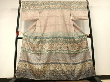平和屋着物●訪問着　作家物　横段壁画文　金彩　正絹　逸品　AABM8539fy