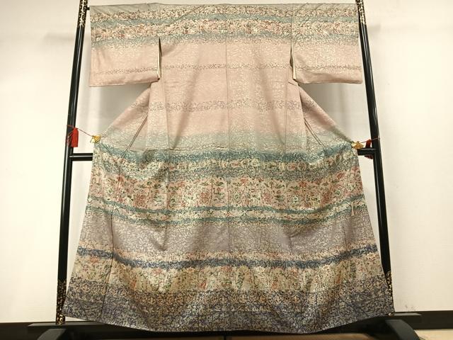 平和屋着物●訪問着　作家物　横段壁画文　金彩　正絹　逸品　AABM8539fy