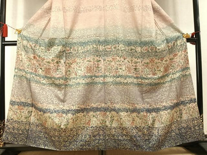 平和屋着物●訪問着　作家物　横段壁画文　金彩　正絹　逸品　AABM8539fy
