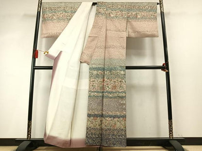 平和屋着物●訪問着　作家物　横段壁画文　金彩　正絹　逸品　AABM8539fy