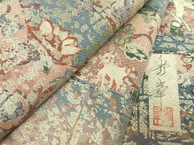 平和屋着物●訪問着　作家物　横段壁画文　金彩　正絹　逸品　AABM8539fy