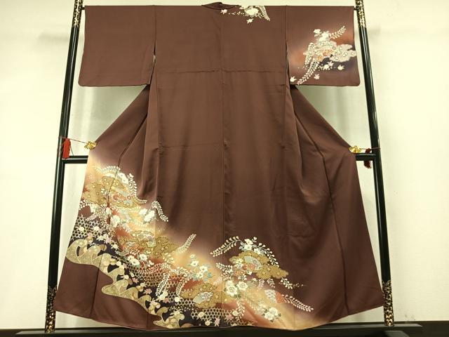 平和屋着物●訪問着　地紙花文　暈し染め　金彩　正絹　逸品　AABM8541fy