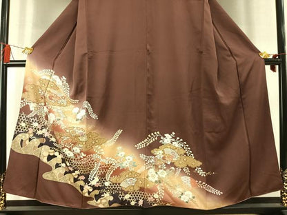 平和屋着物●訪問着　地紙花文　暈し染め　金彩　正絹　逸品　AABM8541fy
