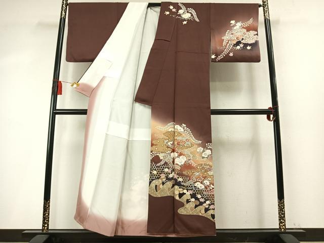 平和屋着物●訪問着　地紙花文　暈し染め　金彩　正絹　逸品　AABM8541fy