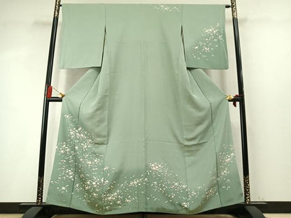 平和屋着物●訪問着　友禅　草花文　暈し染め　正絹　逸品　AABM8544fy