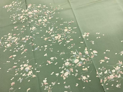 平和屋着物●訪問着　友禅　草花文　暈し染め　正絹　逸品　AABM8544fy