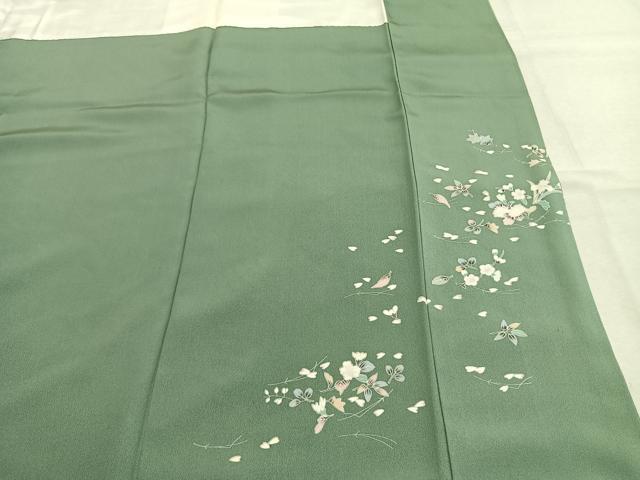 平和屋着物●訪問着　友禅　草花文　暈し染め　正絹　逸品　AABM8544fy