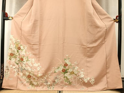 平和屋着物●訪問着　駒刺繍　草花文　金彩　三越扱い　正絹　逸品　AABM8545fy