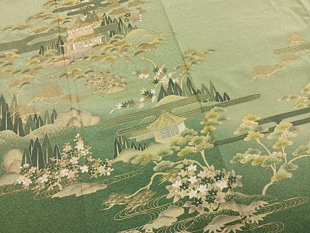 平和屋着物●訪問着　松竹　風景花文　暈し染め　金彩　正絹　逸品　AABM8553fy