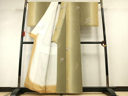 平和屋着物●上質な小紋　手描き　草花文　暈し染め　正絹　逸品　AABM8556fy