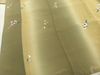 平和屋着物●上質な小紋　手描き　草花文　暈し染め　正絹　逸品　AABM8556fy