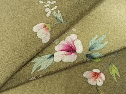 平和屋着物●上質な小紋　手描き　草花文　暈し染め　正絹　逸品　AABM8556fy