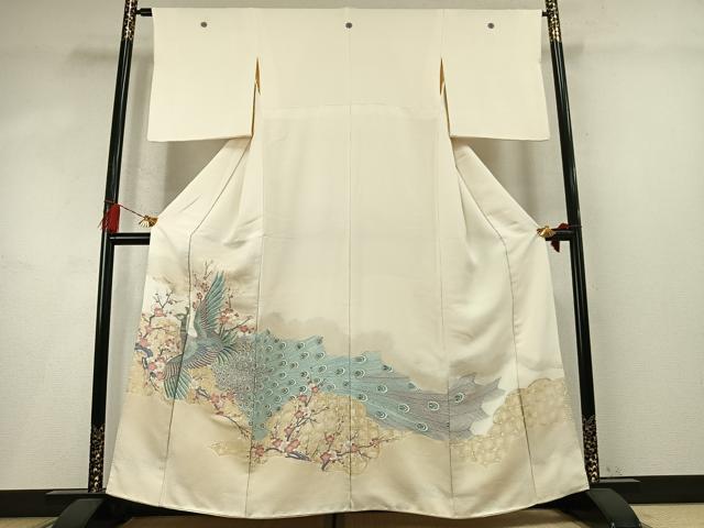 平和屋着物●豪華色留袖　寿光織　孔雀枝梅文　金糸　正絹　逸品　AABM8557fy